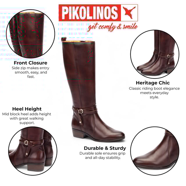 Stap vol vertrouwen in een tijdloze stijl met de Pikolinos Daroca hoge laarzen, vakkundig vervaardigd uit 100% kalfsleer voor een gepolijste, rijke afwerking. Deze laarzen zijn ontworpen om uitzonderlijk comfort te bieden met een gedempte binnenzool en een ondersteunende hak van 4 cm (1,57") en vormen de perfecte balans tussen vorm en functie. Het slanke, door paardensport geïnspireerde silhouet wordt geaccentueerd met elegante details met bandjes en gespen, waardoor ze een veelzijdige garderobe-essential zijn voor de koudere seizoenen. Belangrijkste kenmerken: Bovenwerk: 100% premium kalfsleer voor duurzaamheid en een verfijnde look Binnenvoering: Zachte textiel- en varkensleermix (75% textiel, 25% varkensleer) voor ademend, de hele dag comfort Binnenzool: Gedempte binnenzool voor verbeterde loopondersteuning Zool: 100% synthetisch voor langdurig gebruik Sluiting: Ritssluiting aan de zijkant voor gemakkelijk dragen Hakhoogte: 4 cm (1,57") voor subtiele verhoging Schachtcontour: 38 cm (14,96") gebaseerd op EU-maat 37 Schachthoogte: 37,5 cm (14,76") gebaseerd op EU-maat 37