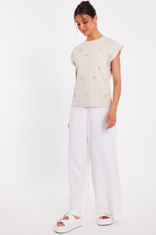 - Cap sleeves - Boxy fit - Longline - Model height: 5'8" - Model wears uk 8 / us 4 / eur 36 - Always check the wash care label - Cool hand wash with mild detergent