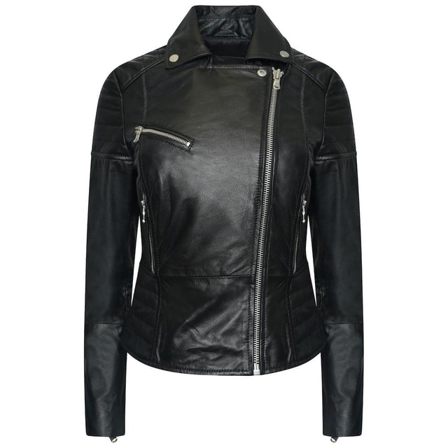 Update your look with the BARNEYS ORIGINALS textured leather jacket, the Clara. This iconic jacket is a best-selling style that suits all. Asymmetric zipline, ribbed shoulders and silver hardware; this is the ultimate leather biker jacket.
