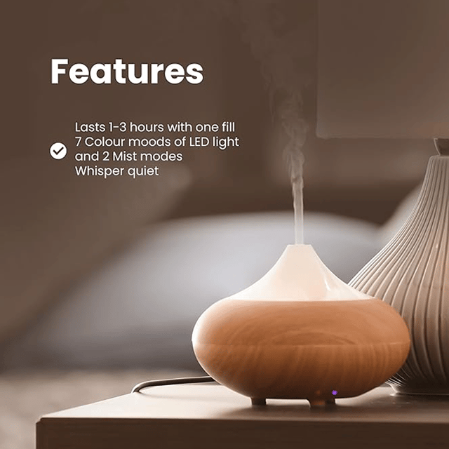 Dr Botanicals Natural & Calming Wooden Aroma Digital Diffuser Clear Top Transform your environment with our Natural & Calming Wooden Aroma Diffuser, the perfect solution for aromatherapy and air purification. Designed with elegance, this diffuser features seven changing light colours to enhance your mood while offering two mist modes to personalise your scent experience. Combat dry indoor air with soothing humidification, while enjoying the tranquillity that aromatherapy brings. Simply fill with water and a few drops of essential oil, select your preferred light and mist settings, and instantly elevate your space. Ideal for home, office, or relaxation areas, this easy-to-use diffuser not only purifies the air but also complements any decor beautifully. Experience the calming difference today!