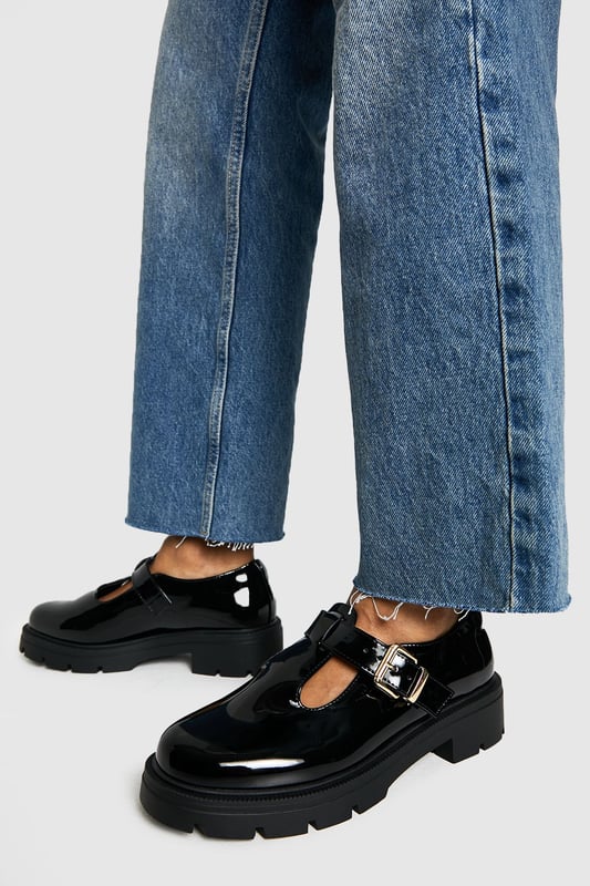 Wide Fit Patent T Bar Mary Janes Shoes