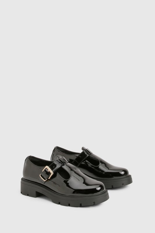 Wide Fit Patent T Bar Mary Janes Shoes
