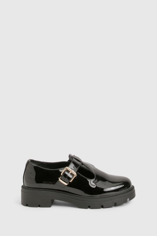 Wide Fit Patent T Bar Mary Janes Shoes