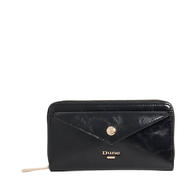 Crafted from high-shine black material, the Keyfield purse is as sleek as it is practical. Designed with a zip-around closure, it opens to reveal card slots, two spacious compartments, and a central zip pocket'perfect for keeping essentials organised. A monogrammed lining adds a signature touch, while the front pocket and branded press stud offer extra functionality and polish. Finished with our logo on the front, this everyday essential is elevated with thoughtful detail