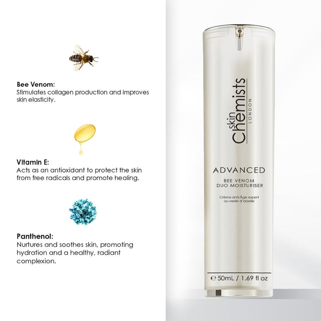Discover our Advanced Bee Venom Duo Moisturiser, the ultimate daily luxury for achieving smooth, plump, and youthful skin. This expertly crafted formula is suitable for all skin types and is infused with bee venom, essential vitamins, and antioxidants to instantly hydrate and revitalise your complexion. Say goodbye to fine lines and dullness as this lightweight moisturiser blurs imperfections for a radiant look, absorbing quickly and making it perfect for use under makeup. Apply morning and night for best results, and enjoy the peace of mind knowing it is vegan, cruelty-free, and dermatologist-approved, free from parabens, sulfates, and artificial fragrances. Elevate your skincare routine and experience the luxurious difference today!