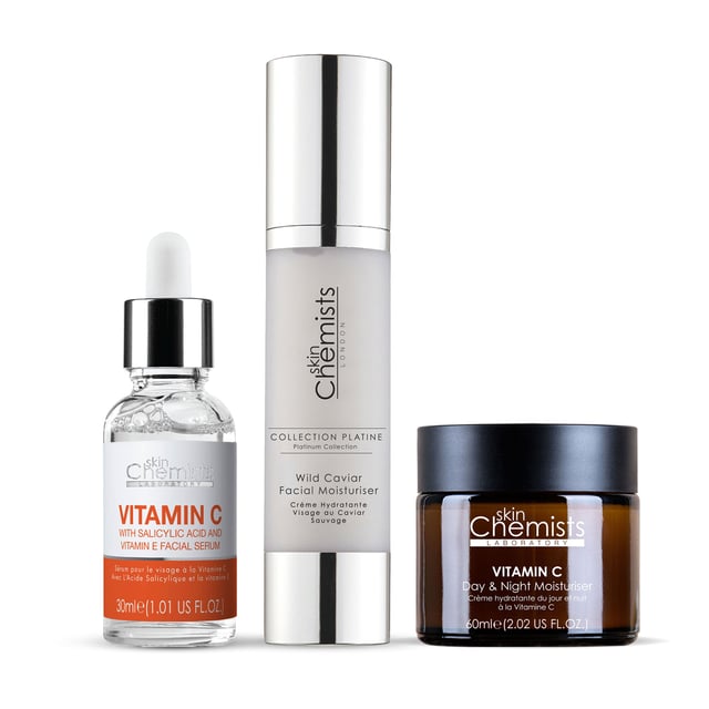 Indulge your skin with our luxurious Anti-Ageing Caviar & Vitamin C Kit, designed to revitalise your complexion and combat signs of ageing. Infused with premium caviar and vitamin C, this kit deeply hydrates, brightens skin tone, and enhances elasticity for a radiant glow. Perfect for all skin types, including sensitive skin, it absorbs quickly, making it an essential addition to your skincare routine. Vegan, cruelty-free, and free from parabens and artificial fragrances, this dermatologist-approved solution addresses fine lines, dullness, and environmental damage. Experience smoother, plumper skin and achieve a vibrant, healthy glow—shop now for the ultimate in skincare pampering!