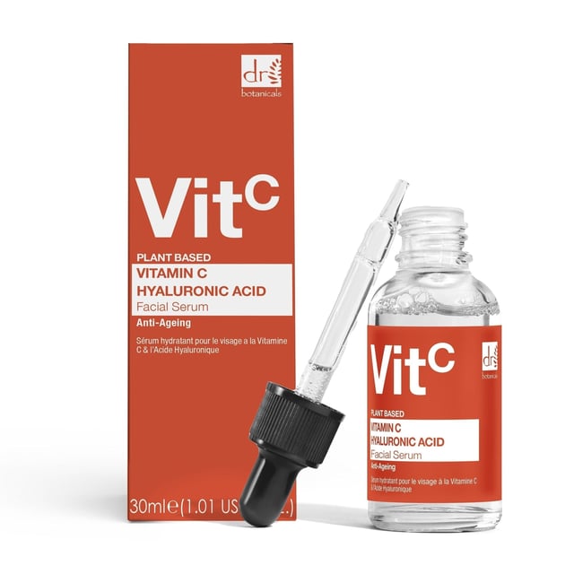 Dr Botanicals Vitamin C 5% & Hyaluronic Acid 2% Hydrating Facial Serum 30ml Revitalise your skin with our Revitalising Youth Serum, expertly crafted for dull, dehydrated, and ageing skin. This powerful serum combines the brightening benefits of Vitamin C, deep hydration from Hyaluronic Acid, and the age-defying properties of Beautifeye, ensuring a youthful, radiant complexion. Suitable for all skin types, including sensitive skin, our fast-absorbing, non-greasy formula is perfect for layering with your favorite moisturiser. Free from parabens, sulfates, and artificial fragrances, this vegan and cruelty-free serum is your ultimate solution for achieving smooth, hydrated skin and reducing the appearance of fine lines. Experience the transformation and embrace your natural glow!