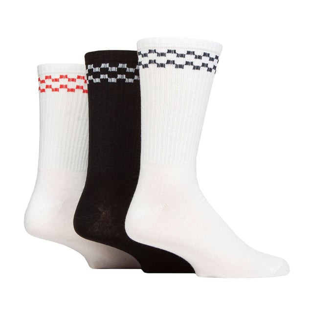 Wildfeet - 3 Pack Men’s Cotton Rich Ribbed Sport Socks: Classics are classic for a reason, and these Wildfeet Cotton Rich Sports Socks are just the thing when you’re looking for a men’s sport sock that is beyond fashion and fad, that looks good and just does its job well. These crew length socks are non-cushioned, so they offer a reduced bulk in your trainers and sports shoes. They are cotton rich, ensuring softness and comfort while exercising. It also means they are lightweight and in a fine gauge for extra, fresh cotton coolness. The legs of these cotton sports socks are fully ribbed and elasticated, to keep them securely in place throughout wear, no pausing mid-session to repeatedly pull them up and with that great-looking classic twin sports stripe topping them too. They’ll last as well, because the toes and heels are reinforced for durable wear. . Wild Feet is a range of socks featuring cool designs, bold colours and quirky catchphrases - from pugs and penguins, to lions and llamas! . These socks are available in 3 styles. They come in one size: Men’s 6-11 UK, are made from 55% Cotton, 23% Polyamide, 15% Polyester, 7% Elastane and are machine washable. Extra Product Details: Men’s Wildfeet Sport Socks Cotton Rich Fibres Crew Length Style Great For Sensitive Skin Soft & Breathable 3 Striped Designs Ideal For Sport Ribbed Leg One Size: 6-11 UK Machine Washable