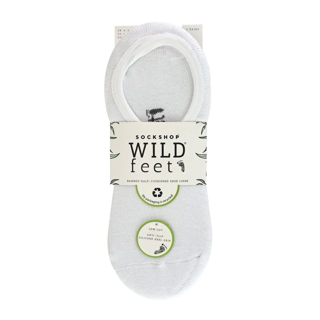 Wildfeet - 5 Pack Ladies Low Cut Shoe Liner Socks With Grips: Introducing the Wildfeet Ladies Low Cut Shoe Liners, the perfect blend of style, comfort, and functionality. These low cut trainer style liners are designed for the active woman on the go. Featuring non-slip silicone grippers that keep your feet firmly in place and cushioned soles that offer optimal comfort and support. Made from super soft bamboo fibres, these liners are gentle on your skin, making them great for those with sensitive skin. The moisture-wicking properties of the bamboo fibres keep your feet dry and fresh, even during the most intense workout sessions. . Wild Feet is a range of socks featuring cool designs, bold colours and quirky catchphrases - from pugs and penguins, to lions and llamas! Choose from a range of styles for men and ladies, from dress to trainer socks. There are even some sporty styles available!. These socks are available in Black or White. They come in one size: Ladies 4-8 UK, are made from 81% Viscose (from Bamboo), 17% Polyester, 2% Elastane and are machine washable. Extra Product Details: Ladies Wildfeet Shoe Liners Low Cut Style Bamboo Rich Fibres Cushioned Foot Great For Sensitive Skin Non Slip Silicone Grips Available in Black or White Moisture Wicking Soft & Breathable One Size: 4-8 UK Machine Washable