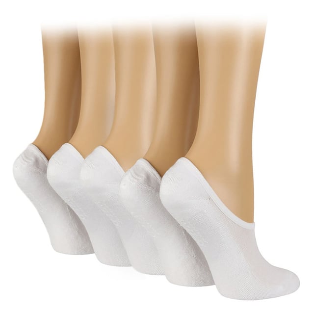Wildfeet - 5 Pack Ladies Low Cut Shoe Liner Socks With Grips: Introducing the Wildfeet Ladies Low Cut Shoe Liners, the perfect blend of style, comfort, and functionality. These low cut trainer style liners are designed for the active woman on the go. Featuring non-slip silicone grippers that keep your feet firmly in place and cushioned soles that offer optimal comfort and support. Made from super soft bamboo fibres, these liners are gentle on your skin, making them great for those with sensitive skin. The moisture-wicking properties of the bamboo fibres keep your feet dry and fresh, even during the most intense workout sessions. . Wild Feet is a range of socks featuring cool designs, bold colours and quirky catchphrases - from pugs and penguins, to lions and llamas! Choose from a range of styles for men and ladies, from dress to trainer socks. There are even some sporty styles available!. These socks are available in Black or White. They come in one size: Ladies 4-8 UK, are made from 81% Viscose (from Bamboo), 17% Polyester, 2% Elastane and are machine washable. Extra Product Details: Ladies Wildfeet Shoe Liners Low Cut Style Bamboo Rich Fibres Cushioned Foot Great For Sensitive Skin Non Slip Silicone Grips Available in Black or White Moisture Wicking Soft & Breathable One Size: 4-8 UK Machine Washable