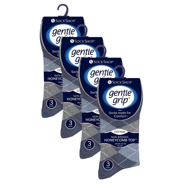 Gentle Grip - Paquete de 12 calcetines para hombre sin elasticidad y con diseños: Si estás buscando una manera de animar tu guardarropa e inyectar un toque de vibrante color, entonces estos calcetines Gentle Grip son justo lo que necesitas. Con una gran variedad de diseños para elegir, como liso, rombo, explosión de color, talón y punta, y más. Estos calcetines son la manera perfecta de añadir personalidad a cualquier atuendo, mientras proporcionan la comodidad y calidad por las que Gentle Grip es conocido. Disfruta del lujoso confort de Gentle Grip, elaborado con hilos de alta calidad ricos en algodón que se sienten tan bien como lucen. Estos calcetines están cuidadosamente diseñados para proporcionar un ajuste superior que abraza tus piernas sin causar molestias ni anillos antiestéticos de constricción. La construcción de alta calidad de estos calcetines está hecha para durar, asegurando que puedas disfrutar de su suavidad y comodidad durante años. Están disponibles en 2 tallas: 6-11 UK y 12-14 UK, vienen en una variedad de patrones geniales y son un paquete de 12 pares. Están hechos de: 76% algodón, 19% poliéster, 3% nylon, 2% elastano y son lavables a máquina. Detalles adicionales del producto: Calcetines Gentle Grip para hombre, paquete de 12 pares, patrones clásicos y divertidos, opciones de colores brillantes, parte superior sin elasticidad, fibras suaves ricas en algodón, parte superior suave en panal que ayuda a mejorar la circulación, fabricados con cuidado, más de 20 estilos diferentes disponibles en 6-11 UK y 12-14 UK, lavables a máquina.