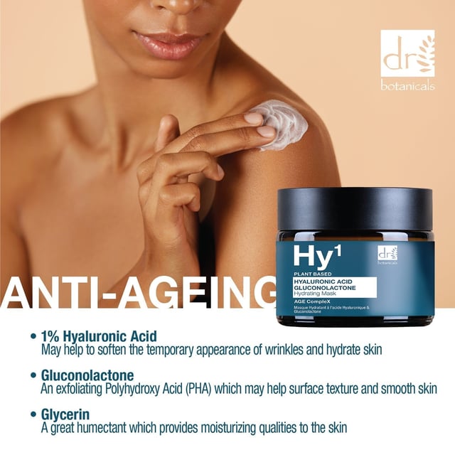 Revitalise your skin with our Revitalising Hydration Mask, designed for all skin types and formulated to deliver deep hydration and rejuvenation. Infused with 1% Hyaluronic Acid and Gluconolactone, this luxurious mask plumps the skin, smooths fine lines, and enhances texture for a refreshed, radiant complexion. It deeply hydrates with lasting moisture, gently exfoliates for a smoother appearance, and nourishes with Glycerin for a comfortable feel. Perfect for a revitalising boost anytime, this mask helps restore comfort and elasticity to dry skin, enhances dull complexions for a luminous glow, and achieves a smoother, more youthful appearance. Easy to use—simply apply an even layer to clean skin, leave on for 10-15 minutes, then rinse. Suitable for all skin types, including sensitive, our vegan and cruelty-free formula is free from parabens, sulfates, and artificial fragrances. Shop now and experience the transformative difference!