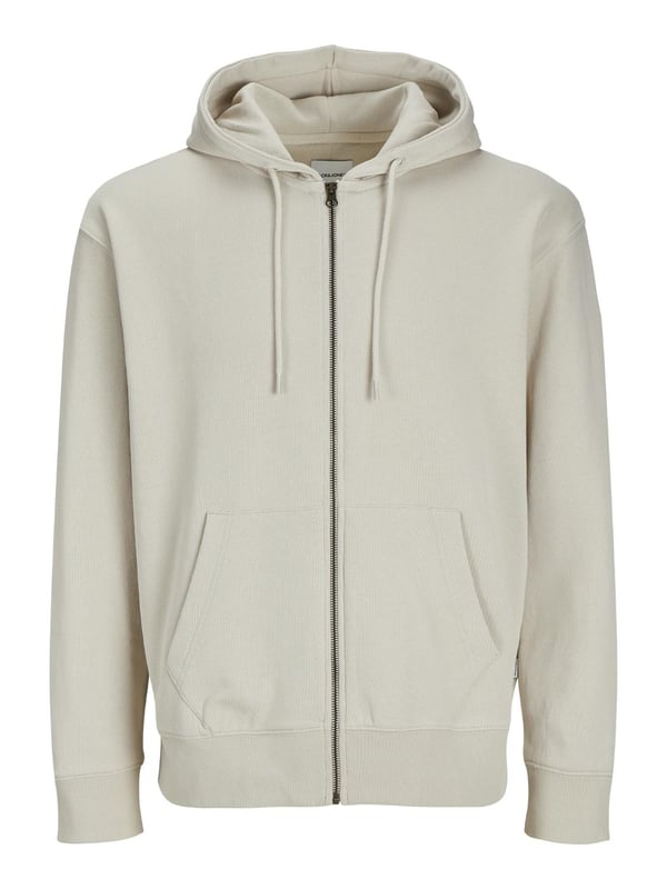 The Jack & Jones Men's Zip-Up Hooded Sweatshirt is the ideal combination of fashion, efficiency, and comfort.

This hoodie, which is made of a soft and strong fabric, has an adjustable drawstring hood for extra warmth and covering.

as well as a full front zip for ease of wear.

On cold days, its simple, basic style makes it perfect for wearing inside a jacket or worn over a t-shirt.

The split front pockets allow room to hold essentials like your phone or keys or to keep your hands warm.

while the ribbed hem and cuffs ensure the perfect fit.

This adaptable hoodie is perfect for any casual situation, whether you're hanging out with friends, going to the gym, or just lounging around the house.

For contemporary men looking for comfort and style for daily use, it's an essential piece.