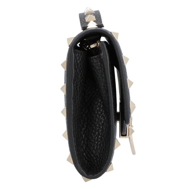 - Calfskin rockstud handbag by valentino garavani, grained leather design, beading made with the brand's iconic studs applied on front and back, front closure by swivel, iconic brand monogram printed in pressure and contrasting on back, removable chain shoulder strap, contrasting studded leather top handle.
- Made in Italy
- Dimensions: W 19 x H 10 x D 4 cm Measurments:  width: 40 mm length: 190 mm height: 100 mm
