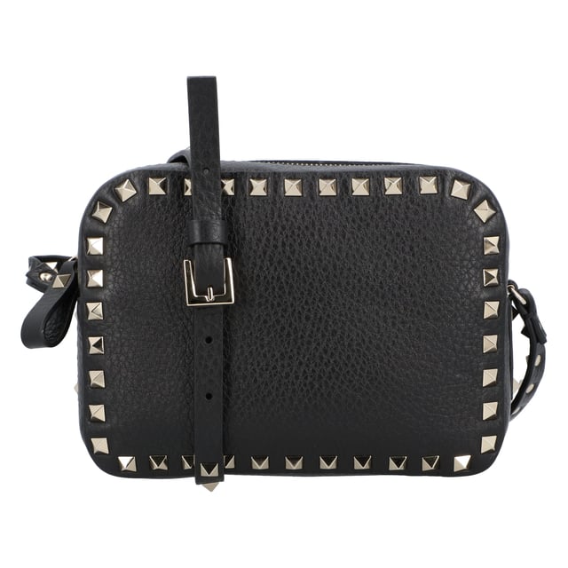 - Textured bag shoulder strap with studs logo print on the back zip main compartment and flat pocket
- 100% Calf leather bos taurus
- Made in European Union
- DImensions: Width: 18.5cm, Height: 13.5cm, Depth: 6.5cm, Minshoulderstraplength: 52cm, Maxshoulderstraplength: 57cm Measurments:  width: 185 mm height: 135 mm strap length: 570 mm