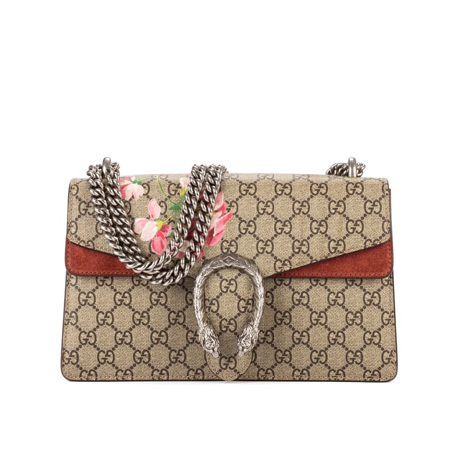 Gucci Tassen Blooms Dionysus Small Schoudertas in de Beige/Bourgondië Gecoat canvas in de Zilver  hardware. Het product is in In Uitstekende Staat (A).
  Afmetingen: 27x16x6 cm 
  Inclusief accessoires: None
  Opmerkingen over de binnenkant: Verkleurd suède met een rokerige geur
Opmerkingen over de hardware: Krassen
  BrandCo Paris vindt zeldzame artikelen in de beste staat voor ongelooflijke prijzen. Het is de moeite waard om geduldig te zijn! Koop met vertrouwen: alle artikelen van BrandCo Paris worden zorgvuldig geselecteerd en geverifieerd door ons team van experts.

  Alle artikelen worden geleverd met een certificaat van echtheid en verpakt door BrandCo Paris.

  Classificatietabel voor de conditie van het artikel:

  N (als nieuw)
  AA (perfecte staat)
  A (uitstekende staat)
  AB (zeer goede staat)
  B (goede/redelijke staat)