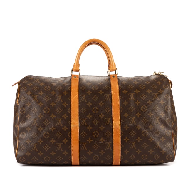Louis Vuitton Taschen Keepall 5 Reisetasche und Braun Beschichtete Leinwand und Goldenes Messing hardware. Das Produkt ist auf in sehr gutem Zustand (AB).
  Abmessungen: 50x26x22 cm 
  Zubehör inklusive: None
  Äußere Hinweise: Verblasstes Vachetta-Leder um die Ecken
Innenhinweise: Leichte Flecken auf der Innenseite
Hardware-Hinweise: Kratzer, Oxidation, Verfärbungen
Hinweise zu Riemen/Griff: Dunkler Fleck, verblasstes Leder & Falten
  BrandCo Paris hat seltene Artikel und die besten Konditionen zu unglaublichen Preisen vorgestellt. Geduld lohnt sich! Kaufen Sie mit Vertrauen: Alle Artikel von BrandCo Paris sind von unserem Expertenteam ausgewählt und authentisch.
  Alle Artikel enthalten ein Echtheitszertifikat und wurden von BrandCo Paris übernommen.
  Tabelle zur Klassifizierung des Artikelzustands
  N (wie neu)
  AA (perfekter Zustand)
  A (ausgezeichneter Zustand)
  AB (sehr guter Zustand)
  B (gut/mittelmäßig)