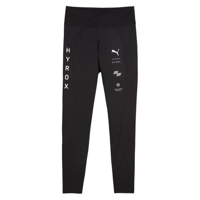 Engineered for peak performance and precision movement, the Puma x HYROX Sculpt Women’s 7/8 Leggings fuse sculpting support with HYROX-level training readiness. Designed specifically for hybrid athletes who demand both functionality and sleek aesthetics, these leggings deliver a compressive, body-contouring fit that moves with you — from high-intensity workouts to post-race recovery.
Key Features
HYROX Collaboration

Co-created with the global fitness race brand HYROX, these leggings are purpose-built for serious cross-training and endurance sessions.

Sculpting Compression Fit

High-stretch performance fabric hugs the body with light compression, providing support, shape, and a second-skin feel.

7/8 Length

Cropped just above the ankle, offering versatile coverage and a flattering silhouette ideal for any training environment.

High-Rise Waistband

Provides a secure, stay-put fit that supports your core through every rep, jump, and sprint.

Moisture-Wicking dryCELL Technology

Wicks sweat away from the skin to keep you cool, dry, and focused during high-output workouts.

Matte Black Finish with Bold Co-Branding

Minimalist yet powerful aesthetic featuring HYROX and Puma logos, giving you elite-level style that matches your training mindset.

Flatlock Stitching for Comfort

Reduces chafing and irritation, even during long sessions or endurance races.

Squat-Proof &amp; Non-Sheer

Designed for total confidence in motion, with opacity that holds up under pressure.