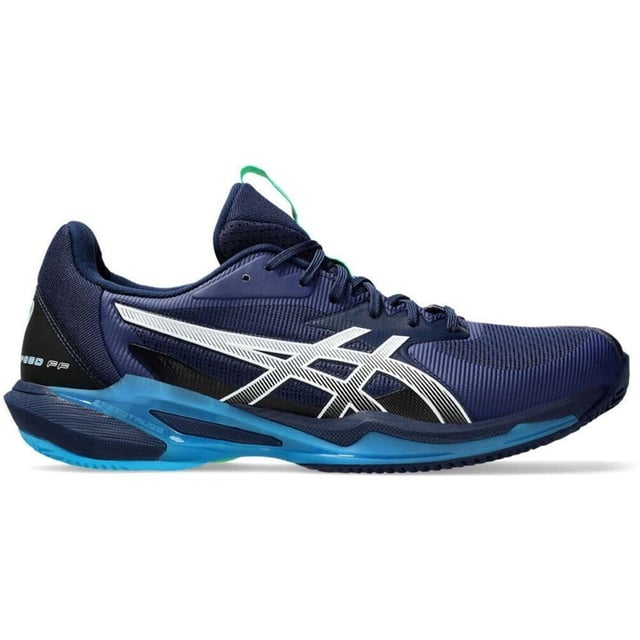 Speed, agility, and explosive power come together in the ASICS Solution Speed FF 3 in dynamic blue. Engineered for competitive players, these tennis shoes deliver exceptional stability and lightweight responsiveness to keep you quick on your feet and ready for every shot.
Key Features:
FLYTEFOAM™ Propel Technology: 

Lightweight cushioning that provides excellent energy return for quick, explosive movements.

DYNAMIC DUOMAX™ Support: 

Enhances stability by reducing overpronation without adding extra weight.

Trusstic System Technology: 

Improves midfoot structural integrity for smooth, controlled transitions.

AHARPLUS™ Outsole: 

High-abrasion rubber ensures durability and superior traction on hard courts.

PGuard Toe Protector: 

Reinforced toe area protects against abrasion and extends shoe lifespan.

Breathable Mesh Upper: 

Provides ventilation and a comfortable, secure fit.