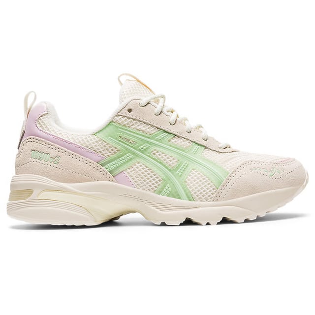 A fashionable nod to early-2000s running culture, the Gel‑1090 V2 returns with updated materials and refined styling. These cream-toned trainers offer comfort, durability, and vintage flair—perfect for everyday wear.
Key Features:
Classic GEL™ Cushioning

Positioned in the rearfoot, ASICS’ signature GEL™ technology delivers plush shock absorption for smooth strides .

Heritage-Inspired Upper

Breathable mesh underlays sit beneath suede and synthetic leather overlays, giving a layered, retro sportswear aesthetic .

Stylish Design Accents

Midsole features sweeping lines reminiscent of waving checkered flags; heel pull‑tabs add function and flair in true OG style .

SportStyle Comfort

Lightweight comfort instructions ensure a soft, wearable feel—great for commuting, light walking, or casual outings .

Built to Last

Durable rubber outsole grips well across surfaces; sturdy upper materials resist wear and tear.