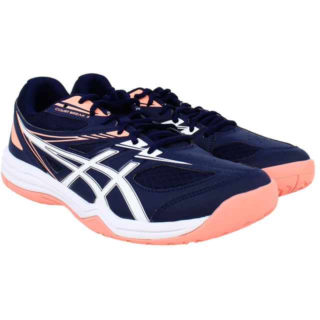 The ASICS Court Break 2 Men’s Navy Volleyball Shoes are designed for indoor athletes who value lightweight comfort and responsive movement. Built with breathable mesh and flexible support overlays, these shoes help you stay agile on the court while delivering the stability needed for powerful plays. The deep navy color gives them a sleek, sporty look perfect for training or match day.
Key Features
Breathable Mesh Upper

Keeps feet cool and comfortable during fast-paced indoor action.

Supportive Synthetic Overlays

Provide midfoot stability and help lock your foot in place.

Cushioned Midsole

Offers soft underfoot comfort and absorbs shock from jumps and quick stops.

Durable Rubber Outsole

Designed for indoor courts, it delivers strong grip and reliable traction.

Flexible Forefoot Design

Allows for natural foot movement and quick directional changes.

Reinforced Heel Counter

Enhances support and keeps your foot stable during lateral movements.