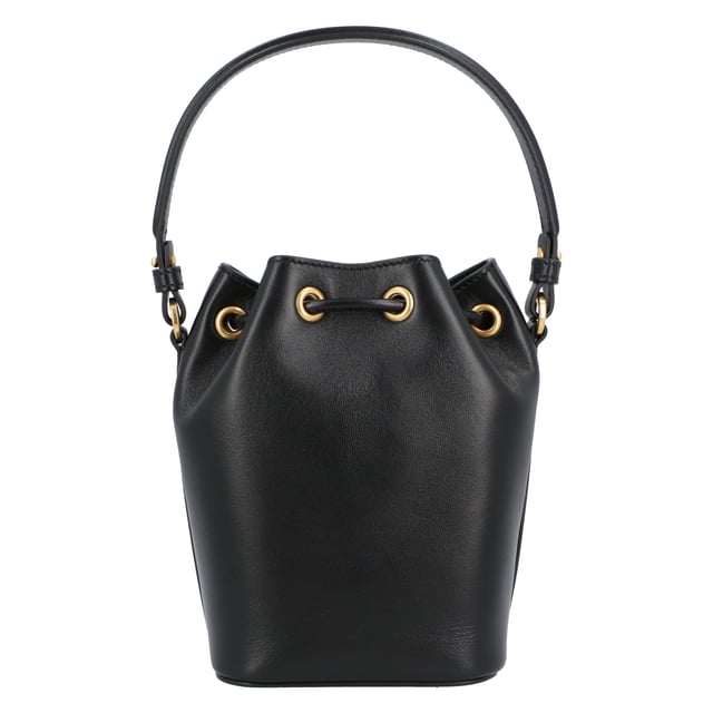 "V Logo" mini bucket bag in black nappa from Valentino Garavani, with drawstring, detachable shoulder strap, nappa interior.
- Made in Italy
- Dimensions: W: 12 H: 18 D: 10 cm Measurments:  width: 100 mm length: 120 mm height: 180 mm