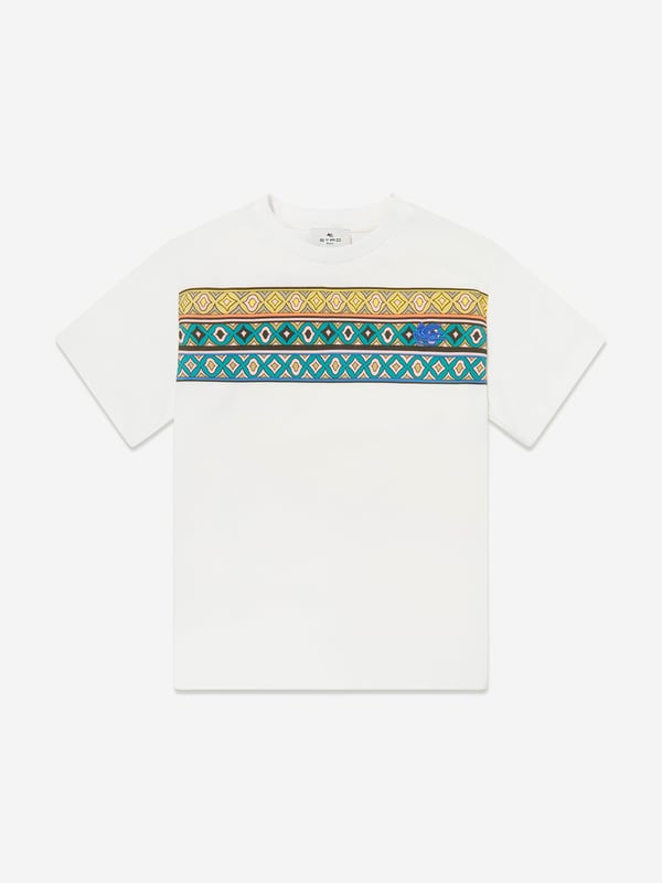 Introduce a touch of elegance to your young chap's wardrobe with Etro's Boys Striped Pattern T-Shirt in exquisite Ivory, perfect for the SS2025 season. This sophisticated piece effortlessly combines luxury with playfulness. Exquisite Ivory Palette Elevates any ensemble with its chic, subtle hue. Signature Striped Design Crafted with Etro's iconic attention to detail, ensuring a standout look. Premium Fabrication Offers unrivalled softness and durability for all-day wear. Versatile Elegance Perfect for casual outings or celebratory events, making it a wardrobe essential.Embrace style convenience make this statement piece yours today!