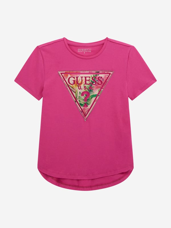 Introducing the exquisite Girls High Low T-Shirt in Pink by Guess an essential addition to your little girl's SS2025 wardrobe. Masterfully crafted to merge quintessential charm with contemporary style, here's why it shines Chic High-Low Cut Effortlessly stylish, providing both coverage and flair. Vibrant Pink Shade Perfectly captures the essence of youthful exuberance. Supreme Comfort Soft fabrics ensure all-day ease and mobility.Elevate her style with this trendsetting piece from Guess.