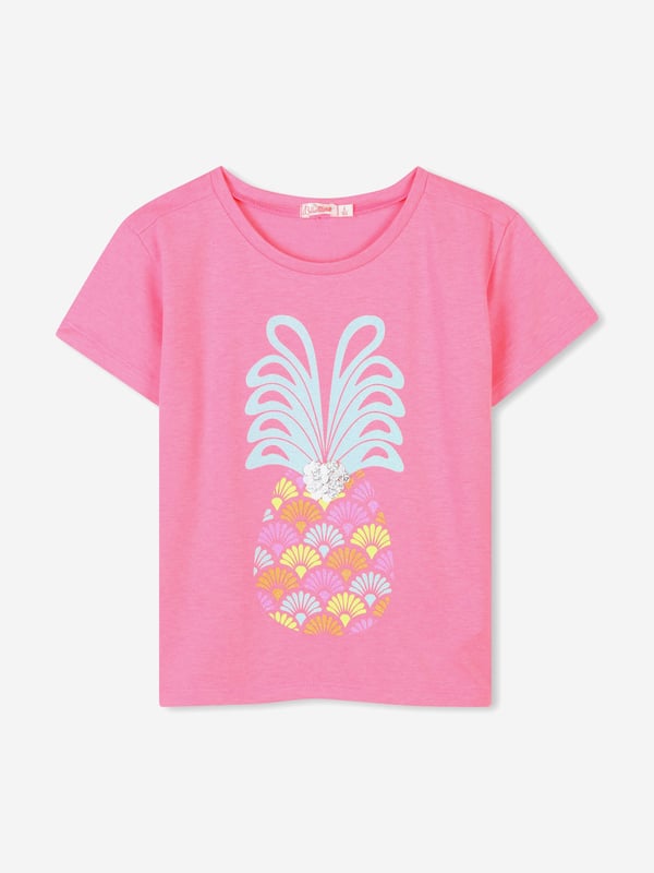 Dress her days in whimsy with the Billieblush Girls Pineapple T-Shirt in Pink, a radiant addition for SS2025. Here's why it's the treasure of the season Charming Pink Hue Drenched in a delightful pink that captures the essence of youth and joy. Playful Pineapple Motif A vibrant and cheerful pineapple design sets this t-shirt apart, ensuring your little one is the trendsetter in any gathering. Luxury Comfort Crafted from premium materials that promise softness and comfort, ideal for her daily escapades. Versatile Styling Perfectly pairs with skirts or trousers, making it a versatile staple in her wardrobe.A must-have for the discerning young fashionistaorder now and watch her flourish in style!