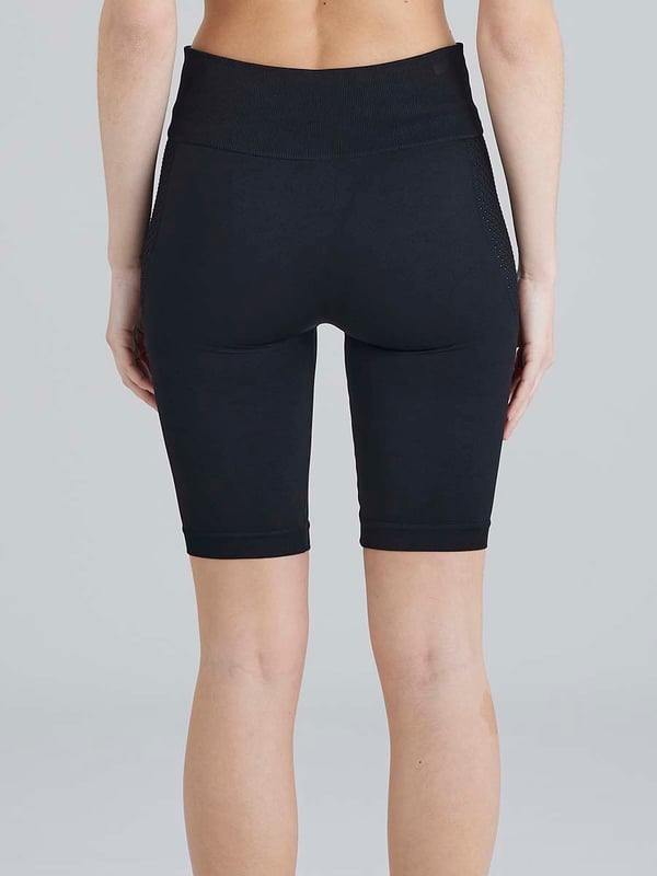 Pretty Polly Active-Wear Shorts are a seamless short which features a patterned mesh panels detail just below the waist for added breathability. Perfect for Yoga or Pilates or just relaxing at home. The fabric is soft and comfortable and is predominantly made from recycled yarn.