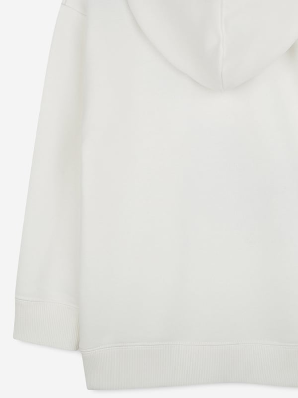 Marc Jacobs project enigmatic detailing and high quality construction into their forward-thinking aesthetics. This girls ivory hoodie is woven in a refined organic cotton blend via beautiful French terry. Features a trompe l'oeil "Snapshot" bag illustration with MARC JACOBS branding and Daisies allover print on the bag. Organic CottonPolyester Long Sleeves Ribbed Trims Green Around 87 Cotton, 13 Polyester