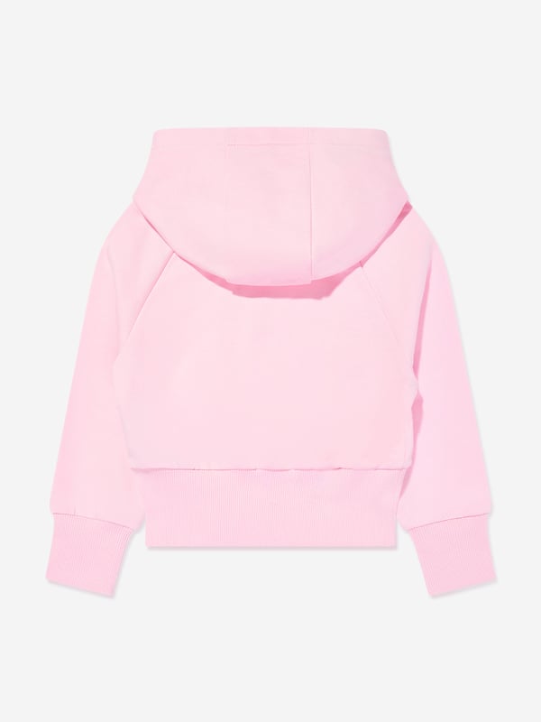 Balmain Girls Logo Hoodie in Pink Balmain embody distinctive Parisian sensibilities in their immaculate designs. This girls pink hoodie is reflective of the label's passion for raw innovation. Made in the finest cotton jersey with gold embellished buttons and Balmain Paris embroidered print. Ribbed HemCuffs 100 Cotton Trim 95 Cotton, 5 Elastane Embroidery 100 Polyester
