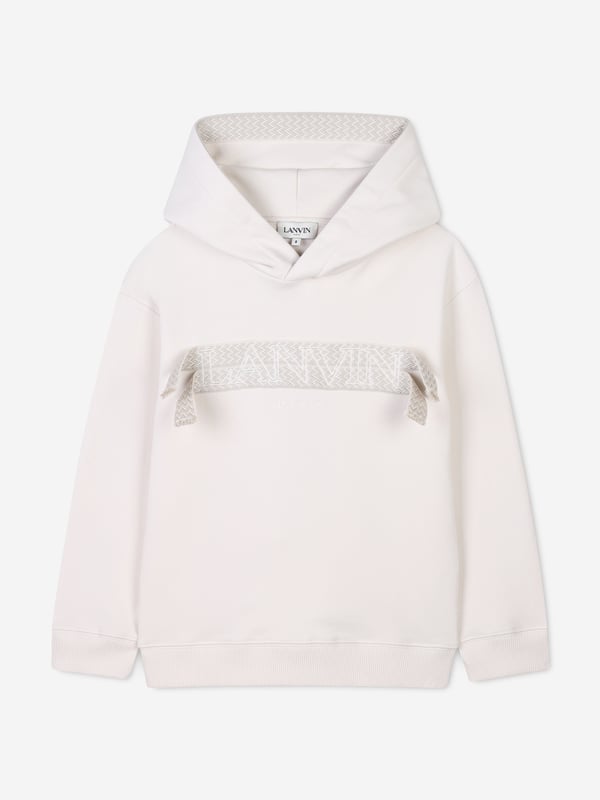 Lanvin project classic beauty and refined innovation into their meticulously crafted designs. Engineered in organic cotton French terry. It features the iconic Lanvin logo embroidered on a curb braid patch and a Lanvin logo rubber label on the hood top. Mini Me Green Around Hood Lined With Curb Braid Detail 100 Cotton
