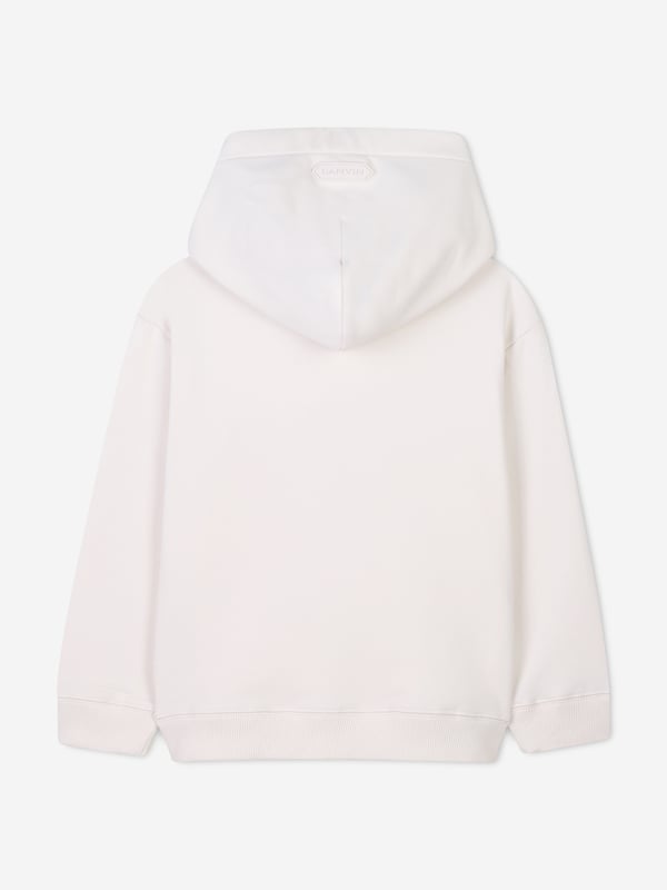 Lanvin project classic beauty and refined innovation into their meticulously crafted designs. Engineered in organic cotton French terry. It features the iconic Lanvin logo embroidered on a curb braid patch and a Lanvin logo rubber label on the hood top. Mini Me Green Around Hood Lined With Curb Braid Detail 100 Cotton