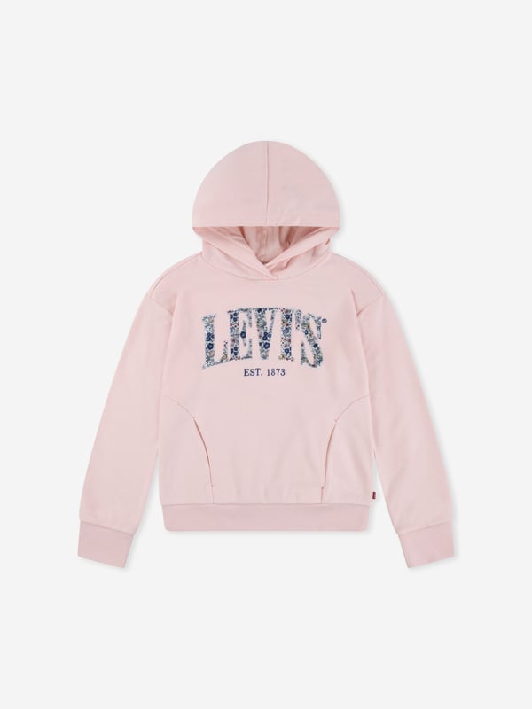 Levi's utilise their innovative ideas into spellbinding aesthetics made to stand the test of time. This girls English rose hoodie is woven from an elegant construction. Long Sleeves Ribbed Cuffs and Hem Logo With Flowers Embroidered On Front Kangaroo Pocket 80 Cotton, 20 Polyester