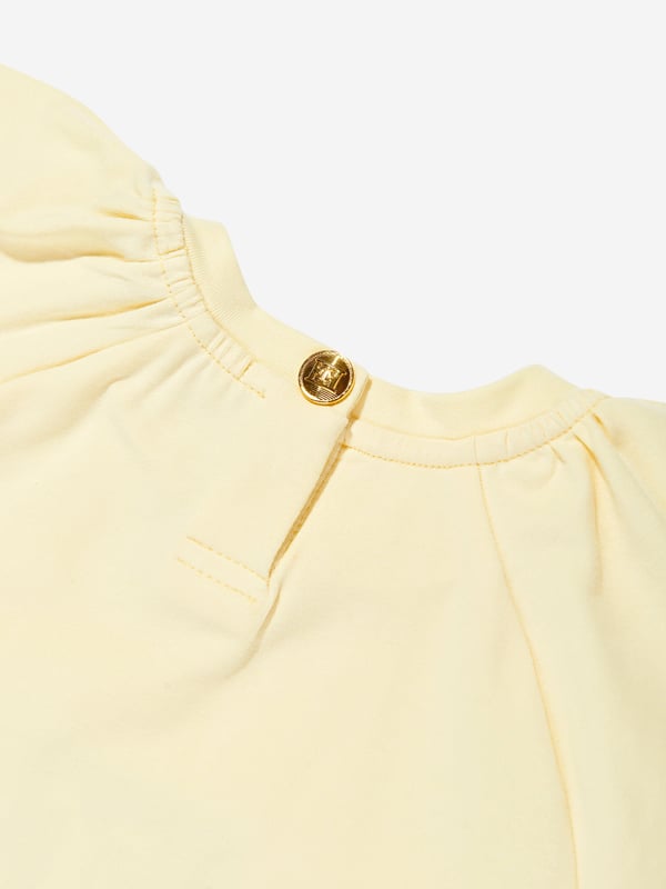 Introduce a splash of sunshine to your little girls wardrobe with the exquisite Escada Girls Embroidered Logo Dress in Yellow, poised to dazzle in SS2025. Crafted with precision, this designer piece merges haute couture with youthful grace. Luxurious Fabric Crafted from premium fabric for supreme comfort elegance. Vibrant Yellow A bright, cheerful yellow that captures the spirit of summer. Signature Embroidery Features Escada's iconic logo intricately embroidered for a touch of exclusivity. Timeless Style Perfect for any occasion, blending classic charm with modern flair.Elevate her style with Escada where every stitch spells sophistication!