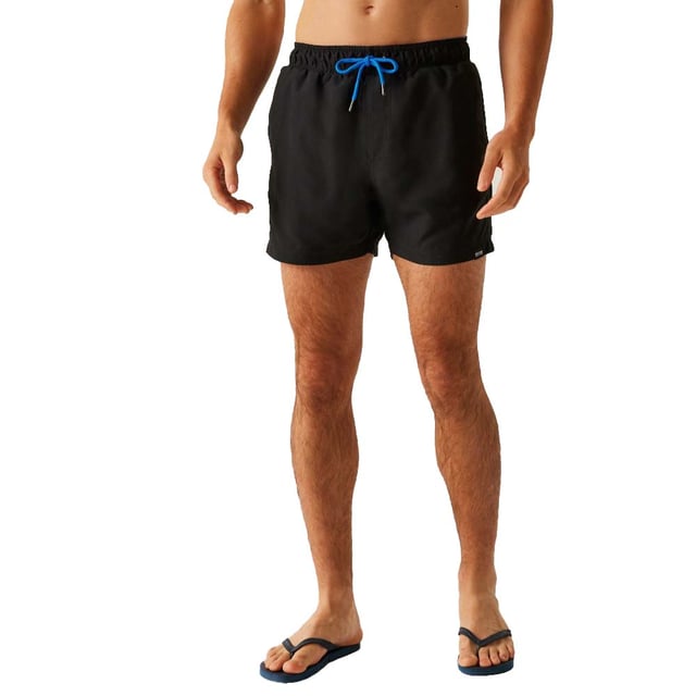 Quick drying. Recycled fabric. Adjustable drawcord waist. Elasticated waist. 2 side pockets. 1 back pocket. Mesh brief with security pocket.