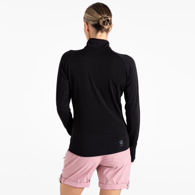 The Dare 2b Emerging Core Stretch. Designed for active women, this performance jacket combines warm-backed stretch fabric with textured Ilus Stretch panels, ensuring flexibility and warmth for outdoor adventures. The high neck offers a secure, athletic fit, while thumb loops at the cuffs keep everything in place as you move. Stay fresh with the chemical-free anti-bacterial odour control treatment, and protected with UV Shielding (UPF 50+). Functional zipped pockets secure your essentials, making this jacket ideal for athletes who need reliable, high-performance gear.