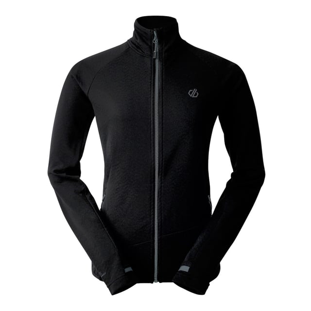The Dare 2b Emerging Core Stretch. Designed for active women, this performance jacket combines warm-backed stretch fabric with textured Ilus Stretch panels, ensuring flexibility and warmth for outdoor adventures. The high neck offers a secure, athletic fit, while thumb loops at the cuffs keep everything in place as you move. Stay fresh with the chemical-free anti-bacterial odour control treatment, and protected with UV Shielding (UPF 50+). Functional zipped pockets secure your essentials, making this jacket ideal for athletes who need reliable, high-performance gear.