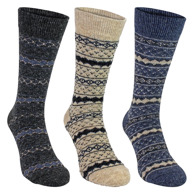 6 Pack Mens Alpaca Boot Socks- Assorted: Stay warm and comfortable with this 6 Pack of Mens Alpaca Boot Socks, designed for superior insulation and softness. Made from a high-quality alpaca blend, these socks provide excellent warmth while remaining breathable, ensuring your feet stay cosy without overheating. Perfect for wearing with boots, these socks offer a cushioned feel for all-day comfort. Each pack includes six pairs of assorted-colour boot socks, giving you a variety of stylish options. Designed to fit sizes 6-11, they provide a flexible fit that adapts to different foot shapes. The ribbed cuffs ensure a secure fit without being too tight, making them ideal for outdoor adventures or everyday wear. Whether you're hiking, working outdoors, or just need extra warmth in colder months, these alpaca boot socks are a must-have. Their durable construction ensures long-lasting comfort, making them a reliable choice for any season. Extra Product Details: Material: Premium alpaca blend Sizes: 6-11 Colours: Assorted Includes: 6 pairs of boot socks Ribbed cuffs for a secure fit Ideal for boots and outdoor wear Machine washable. Perfect for keeping feet warm, comfortable, and supported in any weather.