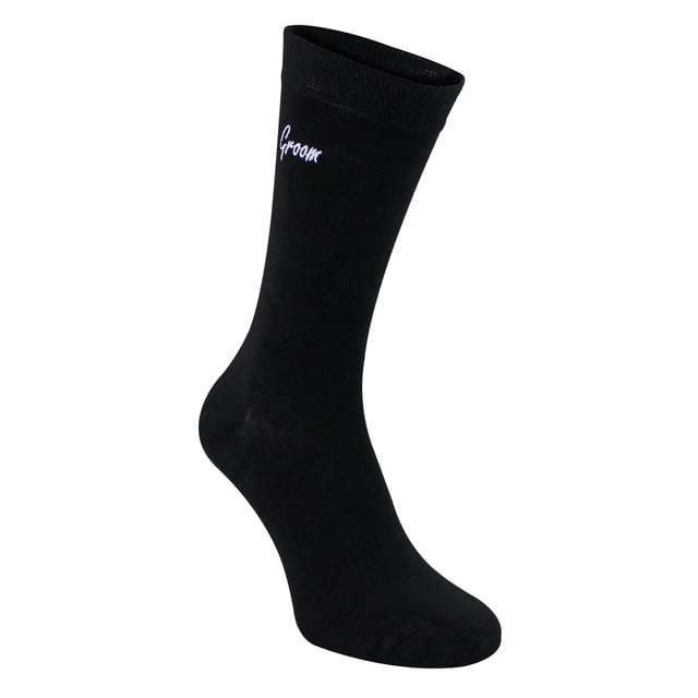Sock Snob - 1 Pack Mens Wedding Socks: Add a touch of elegance to your wedding day with the Sock Snob 1 Pack Mens Wedding Socks. Designed specifically for key members of the wedding party, these socks are available with personalized labels for Groomsman, Groom, Father of the Groom, Father of the Bride, and Best Man. Choose from classic Navy or Black to perfectly complement your wedding attire. Sized to fit 6-11, these socks provide comfort and style for all-day wear. Made from high-quality, breathable fabric, these socks ensure a soft and luxurious feel, making them ideal for long hours of celebration. Whether you're walking down the aisle, posing for photos, or dancing the night away, these socks are crafted for durability and elegance. These socks also make for a meaningful gift, allowing you to honor the important men in your life with a keepsake they’ll cherish. The timeless design and personalized touch make them suitable for weddings, formal events, or as a thoughtful gesture. Extra Product Details: Styles: Groomsman, Groom, Father of the Groom, Father of the Bride, Best Man Colours: Navy, Black Sizes: 6-11 Material: High-quality, breathable fabric Includes: 1 pair of wedding socks Machine washable for easy care. Elegant, practical, and timeless, Sock Snob Wedding Socks are the perfect choice for your special day. Celebrate in comfort and style while creating lasting memories with these premium socks.