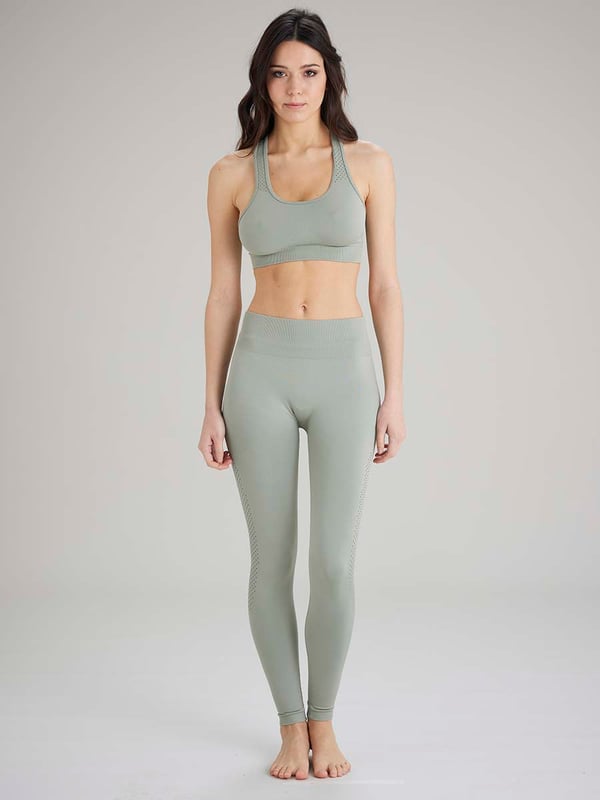 Pretty Polly Active-Wear Crop Top is a seamless top which features a patterned mesh panels detail around the neck line for breathability and a racer back design. Perfect for Yoga or Pilates or just relaxing at home. The fabric is soft and comfortable and is predominantly made from recycled yarn.