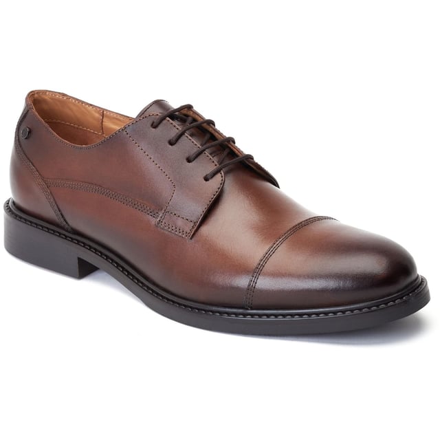 Base London Magnus Leather Men's Burnt Brown Oxford Shoes Straight to the point with absolutely no faff, the Magnus Toe-Cap Derbies from Base London are for the man that means business. Quality leather uppers, cushioned Ortholite insole and a secure rubber tread - nuff said!