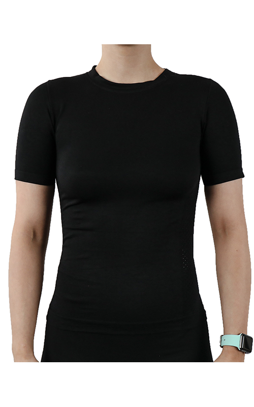 Pretty Polly Active-Wear Short Sleeve T-Shirt is a seamless top featuring patterned mesh panels for breathability. Perfect for Yoga or Pilates or just relaxing at home. The fabric is soft and comfortable and is predominantly made from recycled yarn.\r\n