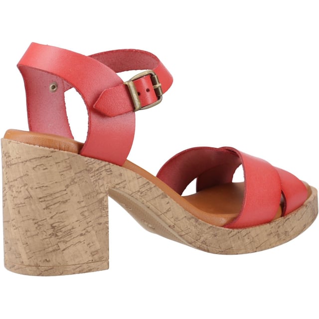 Hush Puppies Georgia Cork Leather Women's Coral Sandals A classic with a twist! Our iconic Georgia heeled sandal now with a cork effect outsole, crafted from soft premium leather and featuring a soft leather lining, and an extra padded leather sock for ultimate comfort