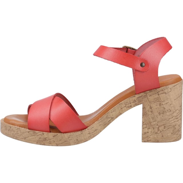 Hush Puppies Georgia Cork Leather Women's Coral Sandals A classic with a twist! Our iconic Georgia heeled sandal now with a cork effect outsole, crafted from soft premium leather and featuring a soft leather lining, and an extra padded leather sock for ultimate comfort