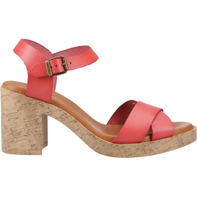 Hush Puppies Georgia Cork Leather Women's Coral Sandals A classic with a twist! Our iconic Georgia heeled sandal now with a cork effect outsole, crafted from soft premium leather and featuring a soft leather lining, and an extra padded leather sock for ultimate comfort