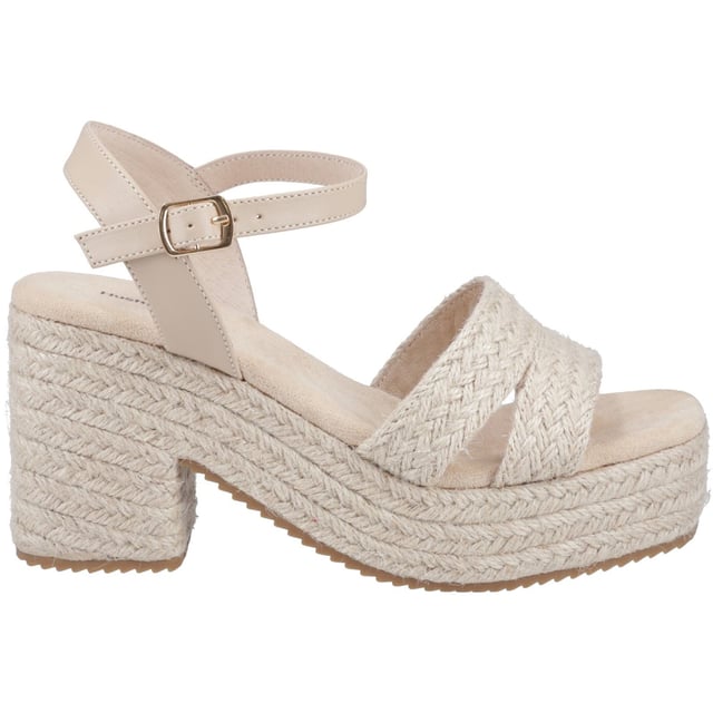 Voor een chique boho-geïnspireerde look is de Jamelia de perfecte keuze, met een gesp voor een verstelbare pasvorm, een memory foam binnenzool voor de hele dag comfort en een jute-wikkelde platform buitenzool voor een vleugje textuur.