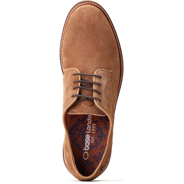 Base London Mawley Leather Men's Ginger Oxford Shoes Simple in design but packing a proud silhouette, the Mawley Derby from Base London has been treated to a summer makeover. Now available in gorgeous suede uppers, no summer soiree or wedding is safe from these bad boys.