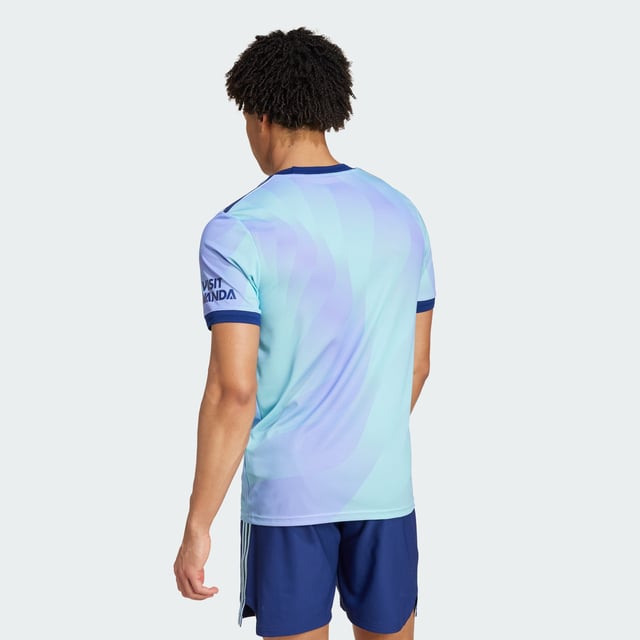 A fresh take on football heritage. Standing out in lilac and aqua, this Arsenal third authentic jersey pairs a bold cannon badge with an iconic adidas Trefoil. The result? A vibrant look that will add colour to dressing rooms, away ends and post-game celebrations. HEAT.RDY and lightweight details make for lively performances on the pitch.This product is made with 100% recycled materials. By reusing materials that have already been created, adidas help to reduce waste and our reliance on finite resources and reduce the footprint of the products adidas make.  - Slim fit - Flat-knit crewneck - 100% polyester (recycled) - Soft fabric - HEAT.RDY - Flat-knit cuffs - Arsenal heat-applied crest  Shipped by adidas